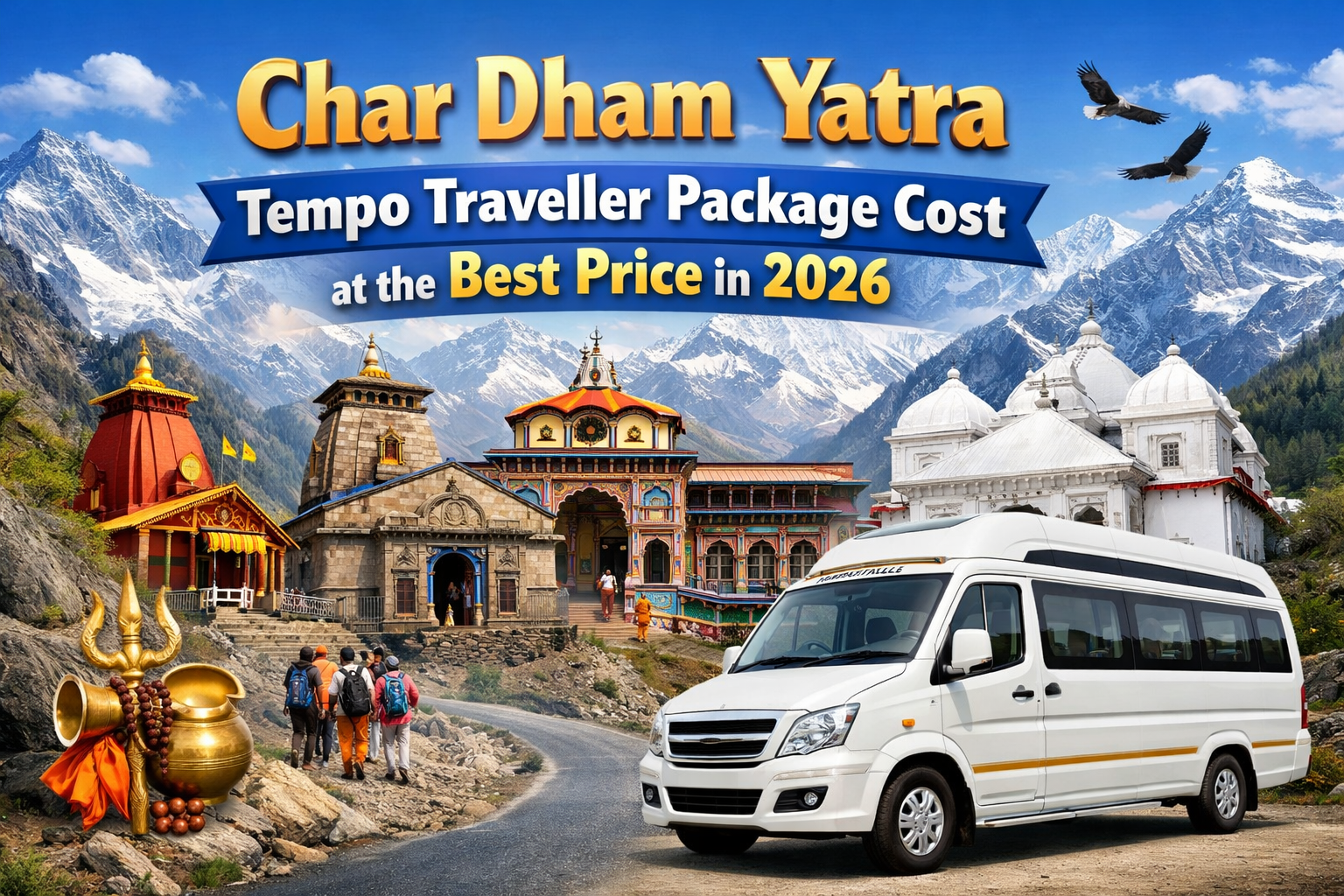 Char Dham Yatra Tempo Traveller Package Cost 2026 with Himalayan temples and luxury tempo traveller at best price package