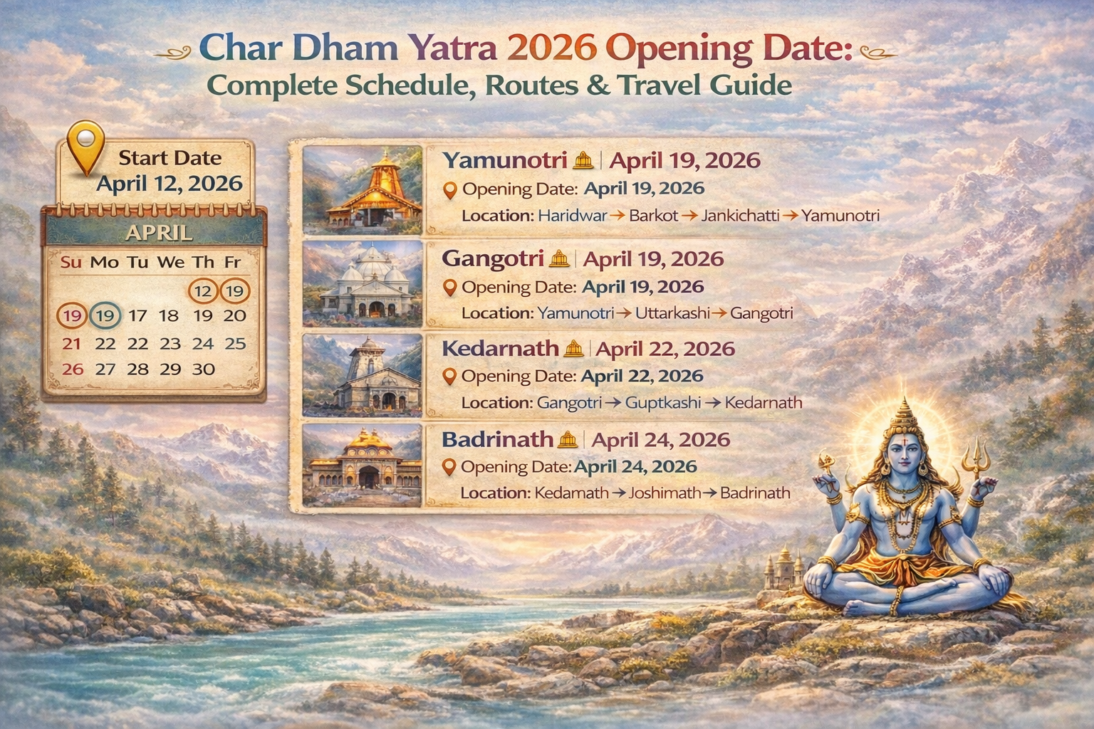 Char Dham Yatra 2026 Opening Date Uttarakhand pilgrimage temples