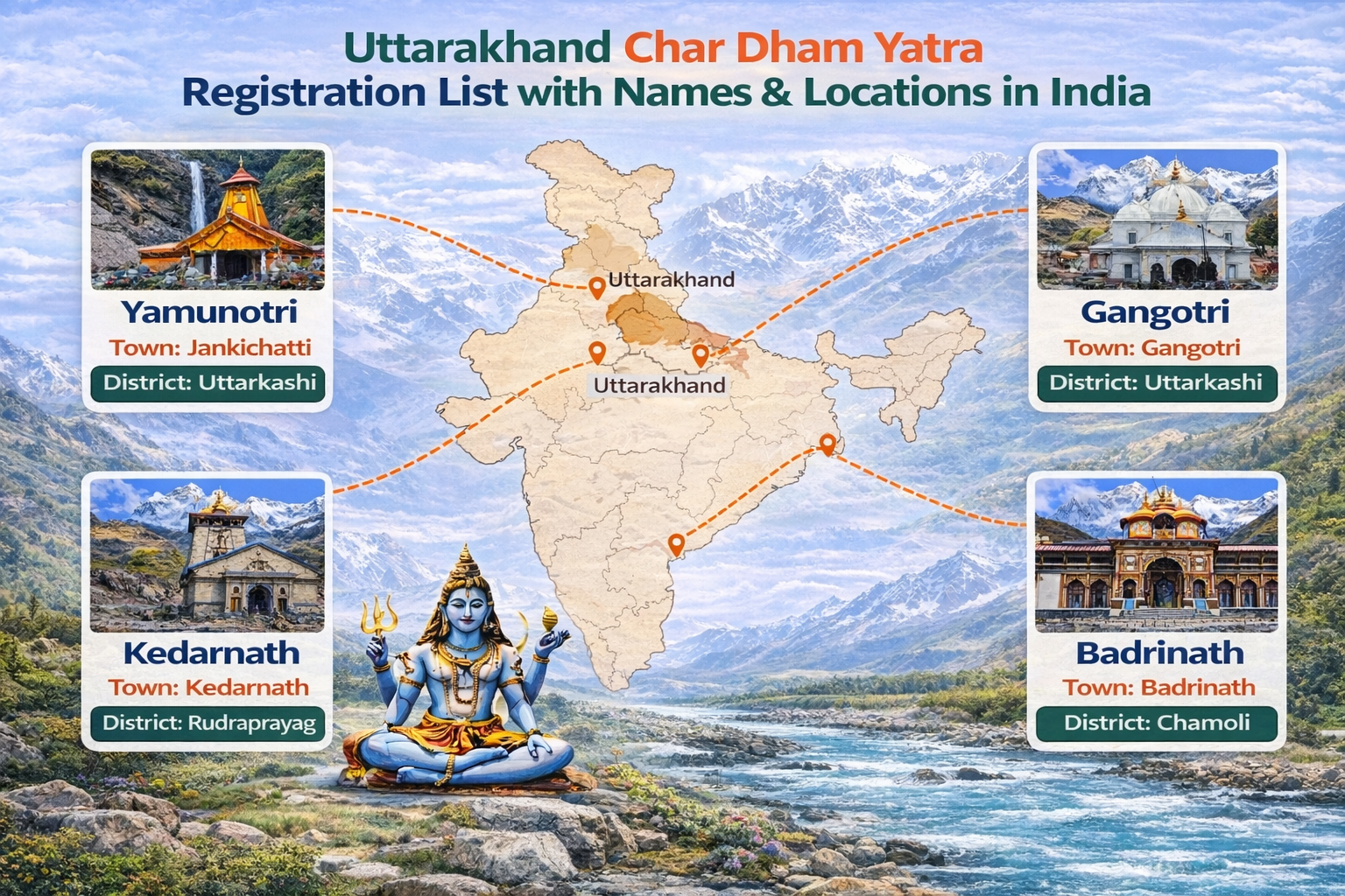 Chardham registration list temple names and locations